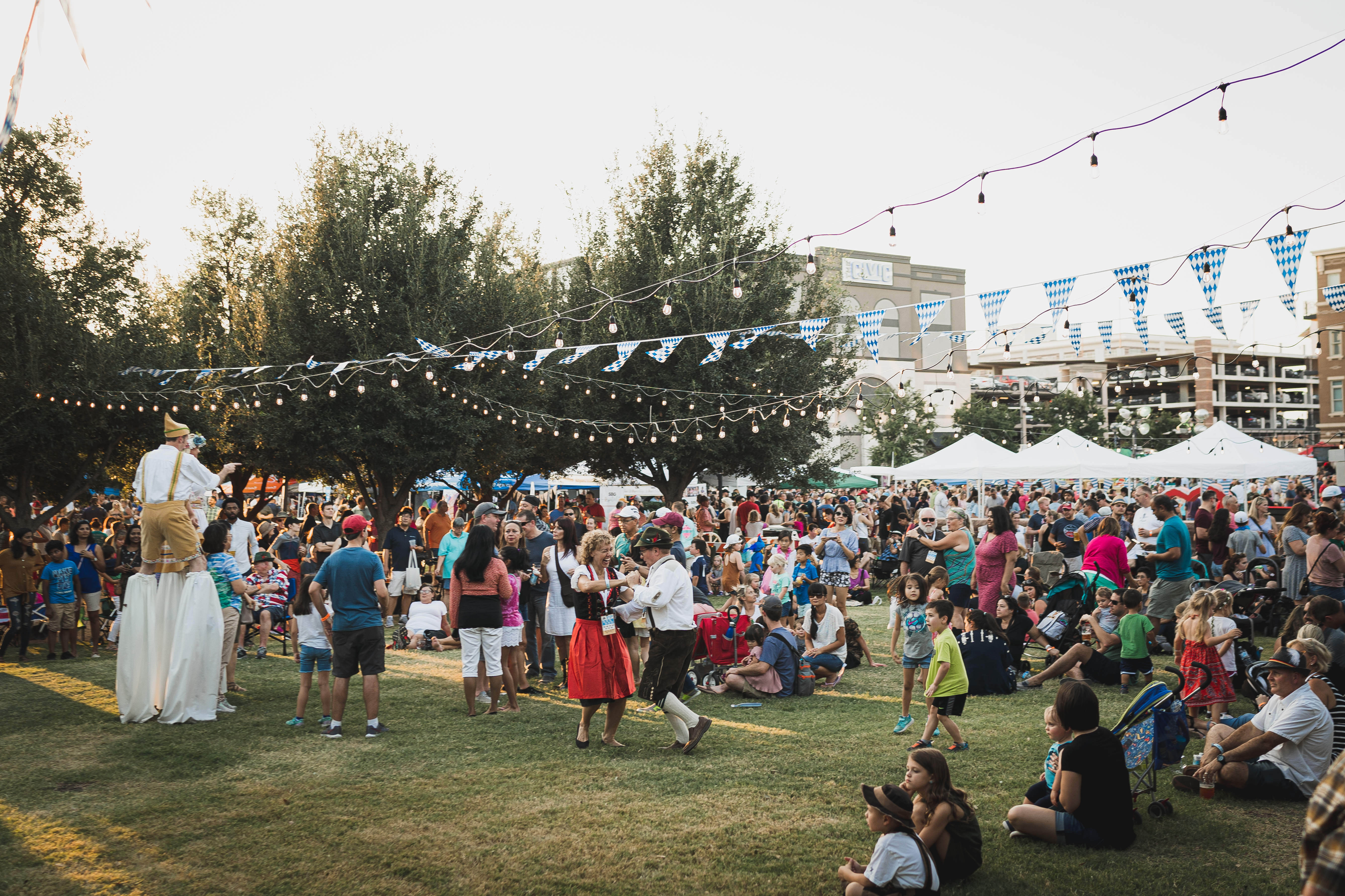 People gather on Simpson Plaza for Oktoberfest.